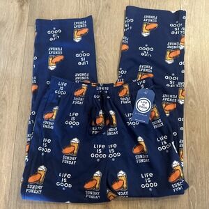 Life is Good Men's Med Sunday Funday Lounge Pajama Pants Football Beer Pockets